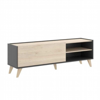 Mueble Bajo Tv. Gris Grafito y Nature