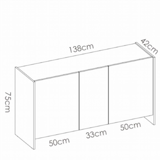 Aparador 3 puertas Kloe. Blanco/Natural