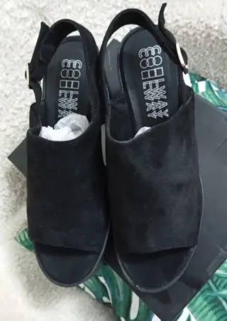 Sandalias Coolway Negras Tacon Plataforma