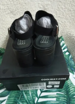 Sandalias Coolway Negras Tacon Plataforma