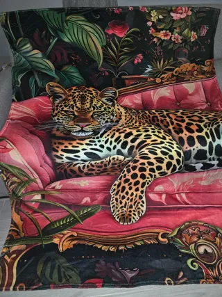 Coperta in peluche vellutato con stampa leopardo