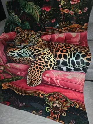 Coperta in peluche vellutato con stampa leopardo