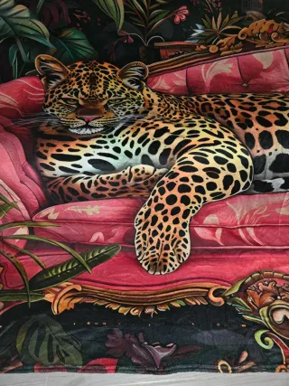 Coperta in peluche vellutato con stampa leopardo
