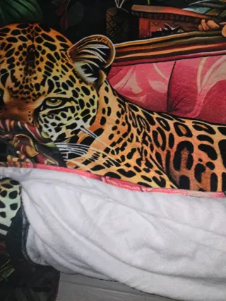 Coperta in peluche vellutato con stampa leopardo