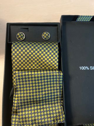 Conjunto corbata 100% seda + gemelos + pañuelo NUEVO