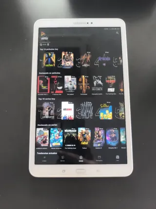 Tablet Samsung Blanca para Pelis/Series en abierto