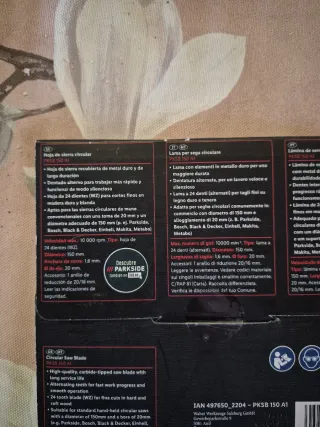 Due Lame per sega circolare Parkside PKSB 150 A1