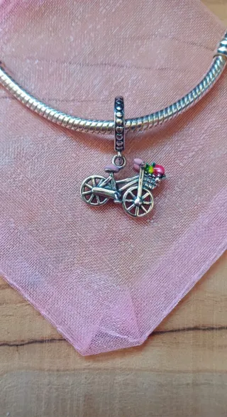 Charm Colgante | Bicicleta con flores