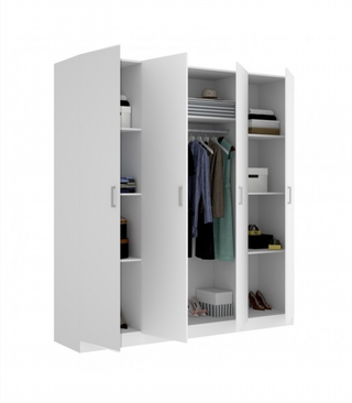 Armario 200x215x52 Cm 4 Puertas Maxi. Blanco