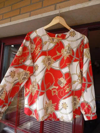 Blusa Joola Estampada Roja y Blanca