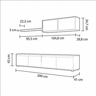 Mueble de Salón 200 cm. Blanco Artik y Roble Cana