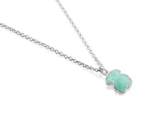 Collar Tous Oso Turquesa Plata