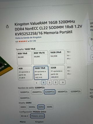 Kingston 32GB DDR4 3200 SO-DIM KVR32S22S8/16