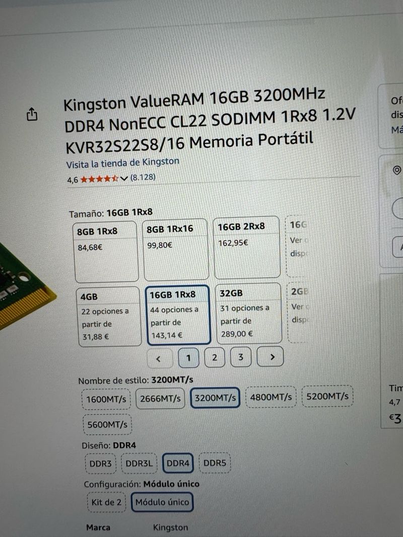 Kingston 32GB DDR4 3200 SO-DIM KVR32S22S8/16 afbeelding 4