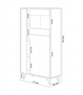 Vitrina 3 Puertas. Roble Canadian/Blanco Artik