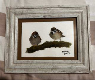 2 Quadri di Uccelli ad Acquerello con Cornice in Legno