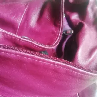 Cazadora cuero mujer talla  M color  burdeos