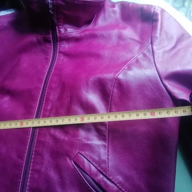 Cazadora cuero mujer talla  M color  burdeos