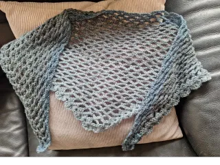 Chal bufanda tejido azul y gris