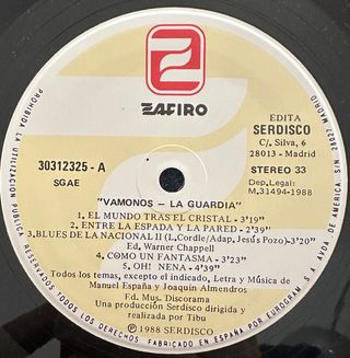 LA GUARDIA VINILO LP VAMONOS 1988 ROCK NACIONAL