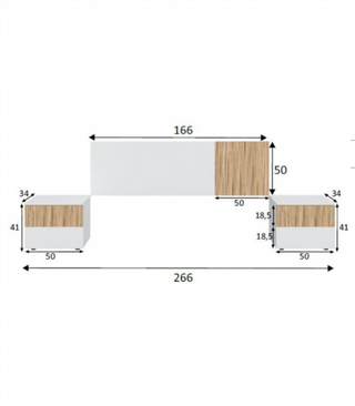 Cabecero con 2 Mesitas De Noche. Blanco Artik Y N