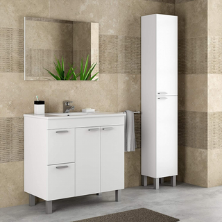 Mueble de Baño, Lavabo y Espejo 2 Puertas y 2 Caj