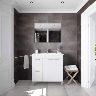 Mueble de Baño, Lavabo y Espejo 2 Puertas y 2 Caj