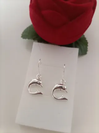 Pendientes de Plata de Ley 925 con Delfín