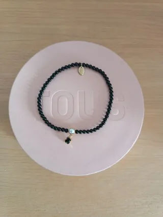 Pulsera Tous Ónix Perla Oso Dorado