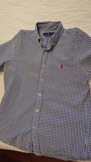 Camisa Polo Ralph Lauren cuadros azul y blanco