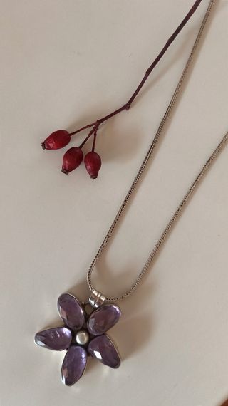 Colgante Flor Plata y Amatistas