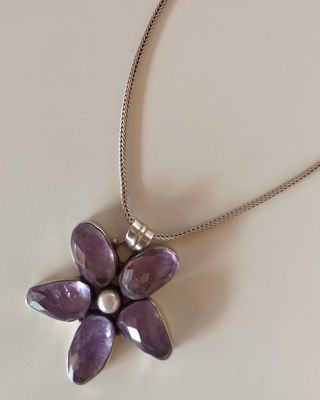 Colgante Flor Plata y Amatistas