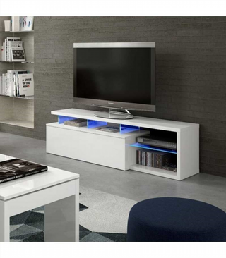 Mesa Tv Con Luces Led. Blanco Brillo
