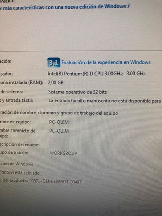 Ordenador torre Intel Pentium con grabadora de DVD