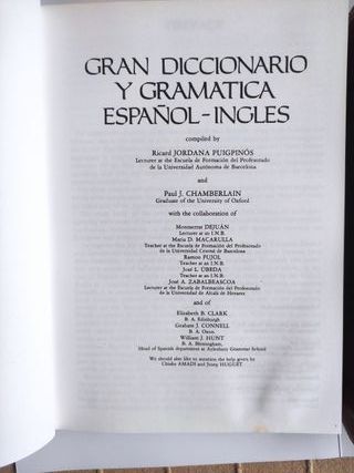 Gran diccionario y gramática español Inglés. Inglé