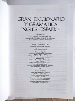 Gran diccionario y gramática español Inglés. Inglé