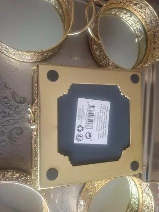 Bandejas decorativas doradas con espejo