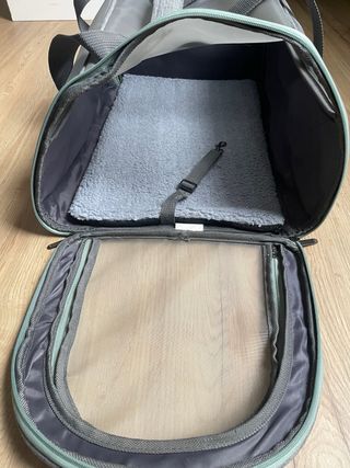 Transportín para mascotas gris y verde