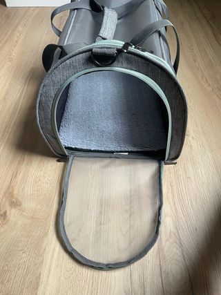 Transportín para mascotas gris y verde