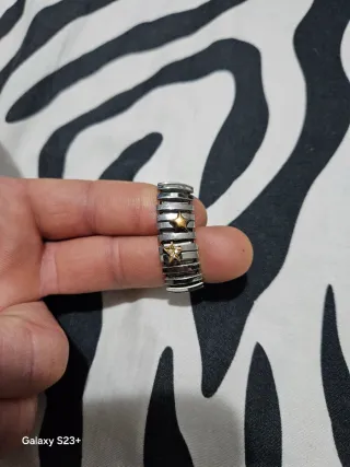 Anillo Milton Plata y Oro Estrellas