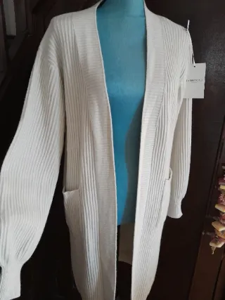 Cardigan lungo panna