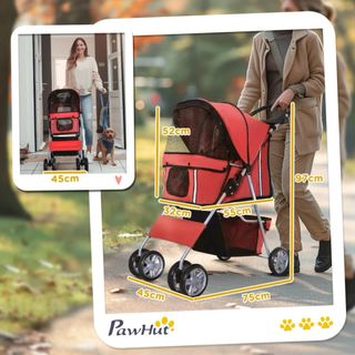 Carrito para Perros Pequeños con Toldo Ajustable