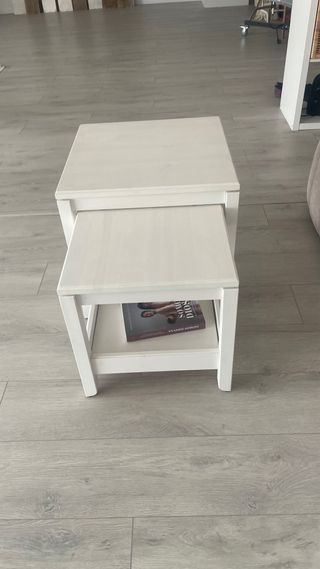 Mesita de centro de madera blanca 2 piezas