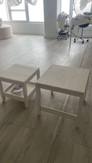 Mesita de centro de madera blanca 2 piezas