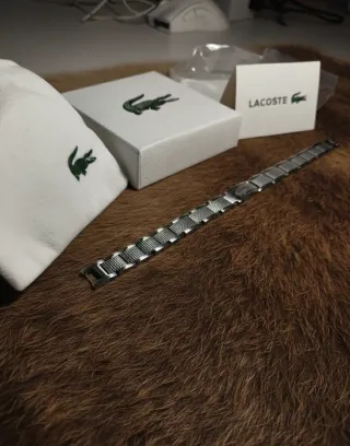 Pulsera Lacoste Doble Logo Acero Plata
