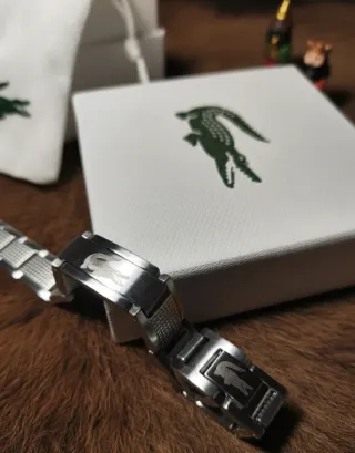 Pulsera Lacoste Doble Logo Acero Plata