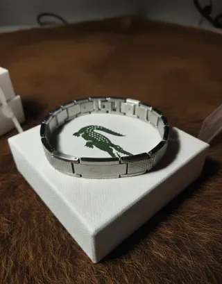 Pulsera Lacoste Doble Logo Acero Plata