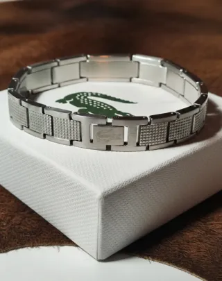 Pulsera Lacoste Doble Logo Acero Plata