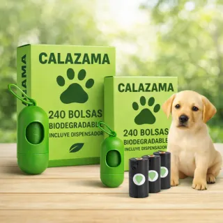 Dispensador + 240 Bolsas Caca Perro Biodegradables