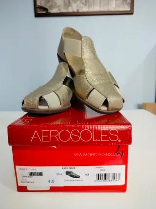Sandalias Aerosoles Doradas Talla 37.5